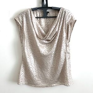 Ann Taylor silk Cowl Neck Sleeveless Blouse beige Top  Size 12